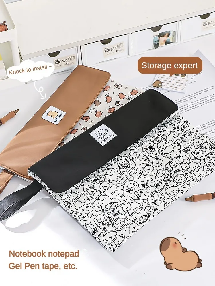 Kapibala File Bag Student Stationery Bag Cartoon High Appearance Large Capacity Zipper Storage Bag