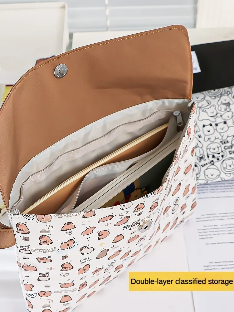 Kapibala File Bag Student Stationery Bag Cartoon High Appearance Large Capacity Zipper Storage Bag