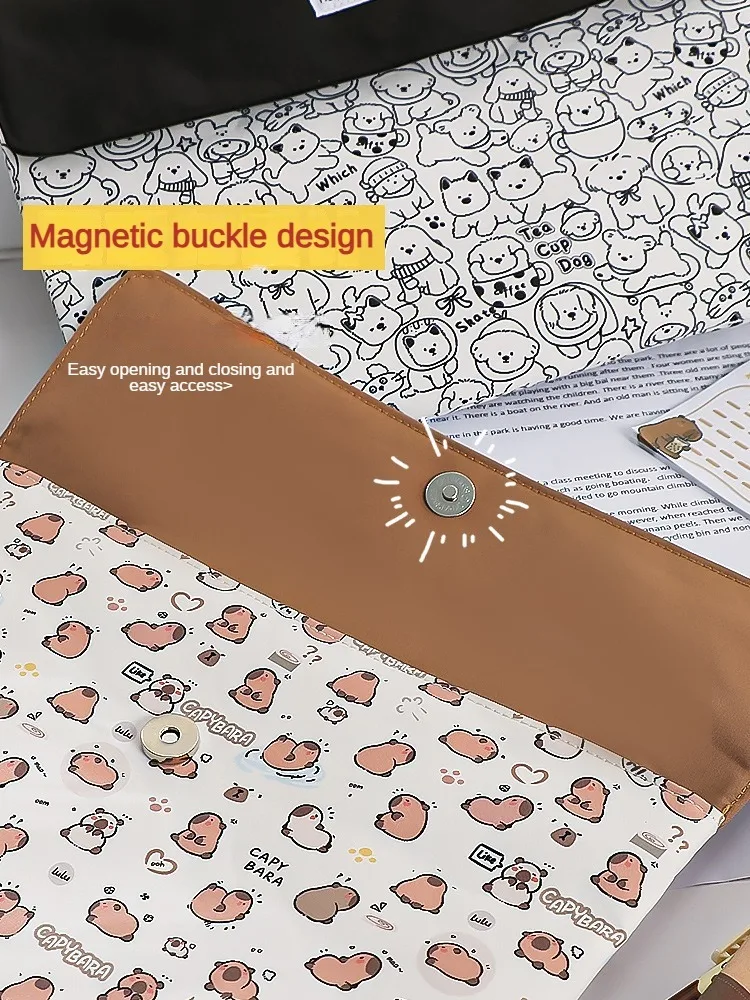 Kapibala File Bag Student Stationery Bag Cartoon High Appearance Large Capacity Zipper Storage Bag