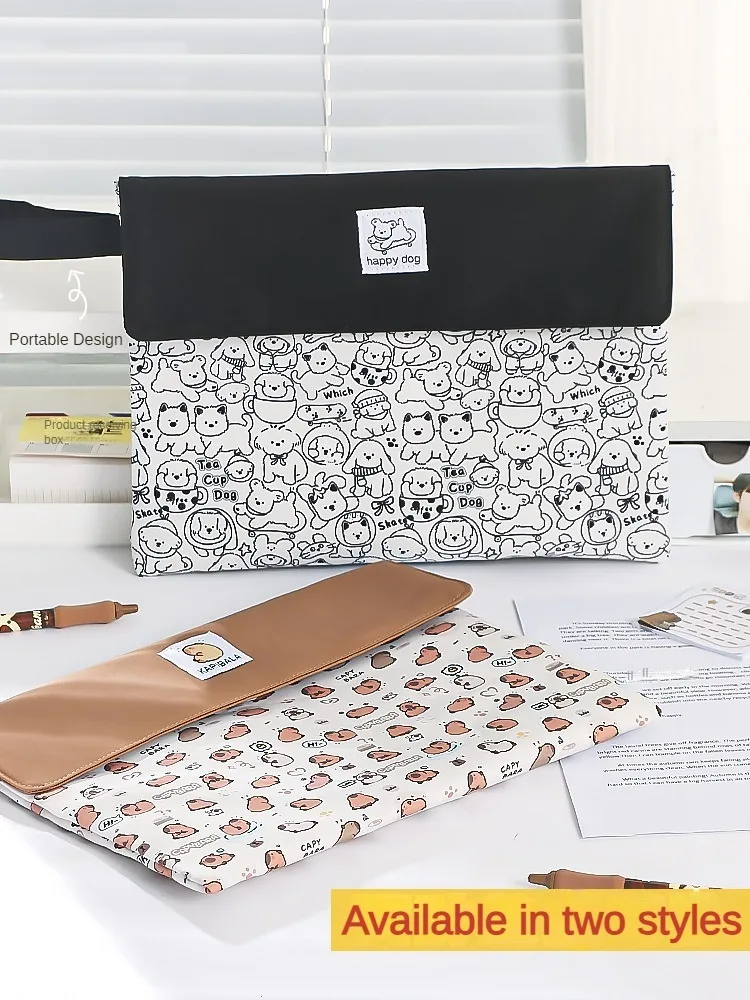 Kapibala File Bag Student Stationery Bag Cartoon High Appearance Large Capacity Zipper Storage Bag