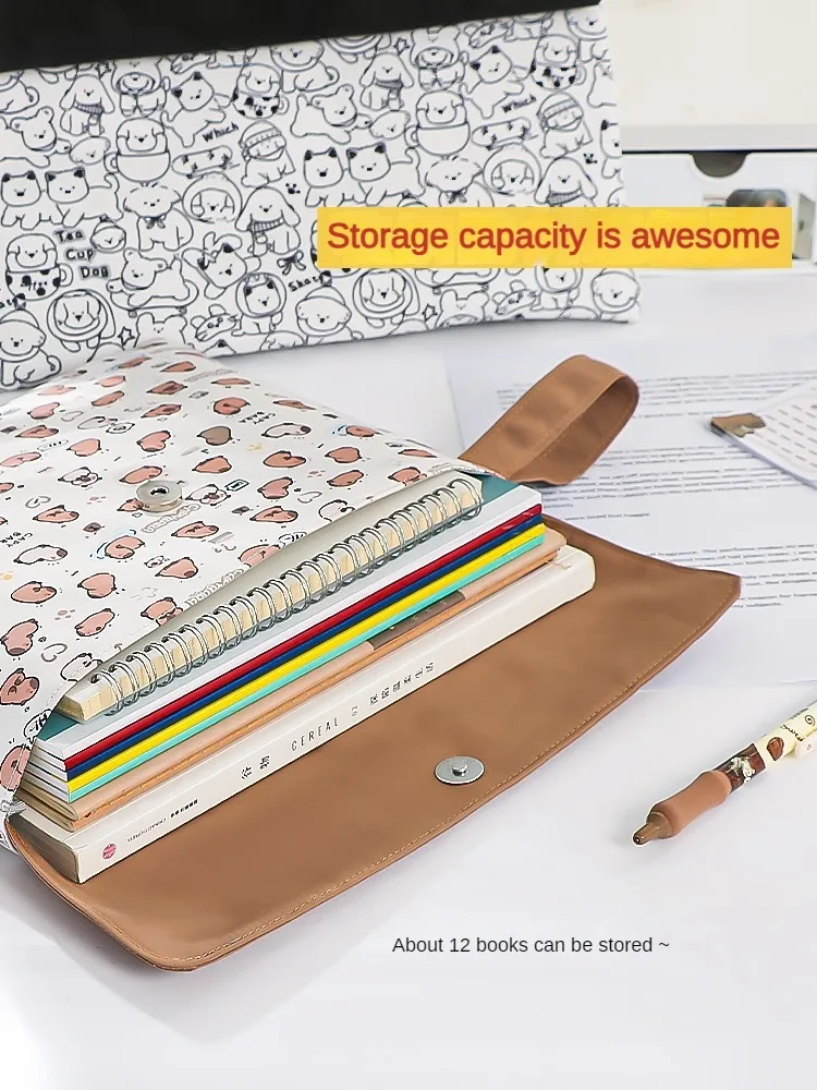 Kapibala File Bag Student Stationery Bag Cartoon High Appearance Large Capacity Zipper Storage Bag
