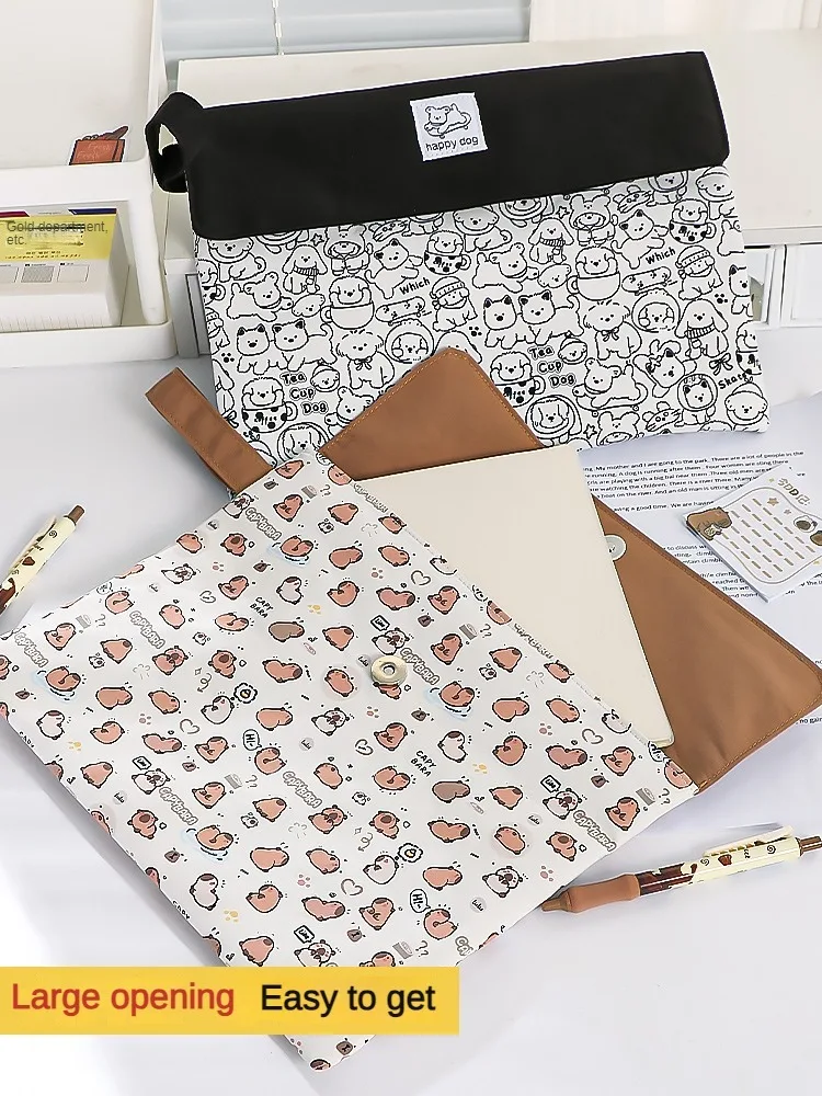 Kapibala File Bag Student Stationery Bag Cartoon High Appearance Large Capacity Zipper Storage Bag