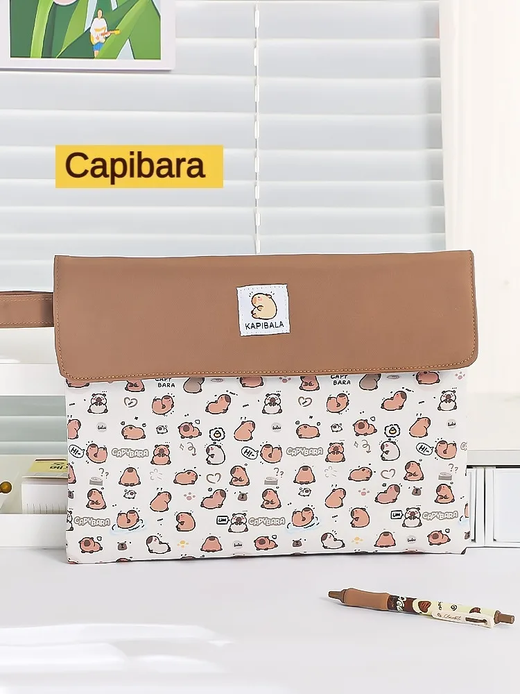 Kapibala File Bag Student Stationery Bag Cartoon High Appearance Large Capacity Zipper Storage Bag