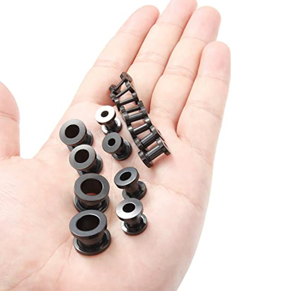 Screw Fit Ear Gauges Surgical Steel Tunnel Expander Earrings Earlobe Plugs Stretching Body Piercing Jewelry Set for Women Men