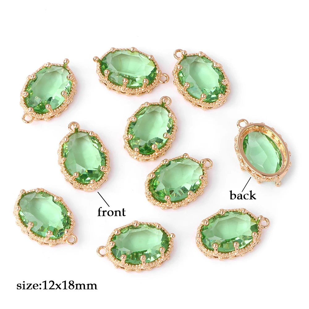 Fashoin Crystal Glass Pendant Oval Shape Rhinestone Charms for Vintage Women's Earrings Bracelet DIY Crafts Supply 5pcs