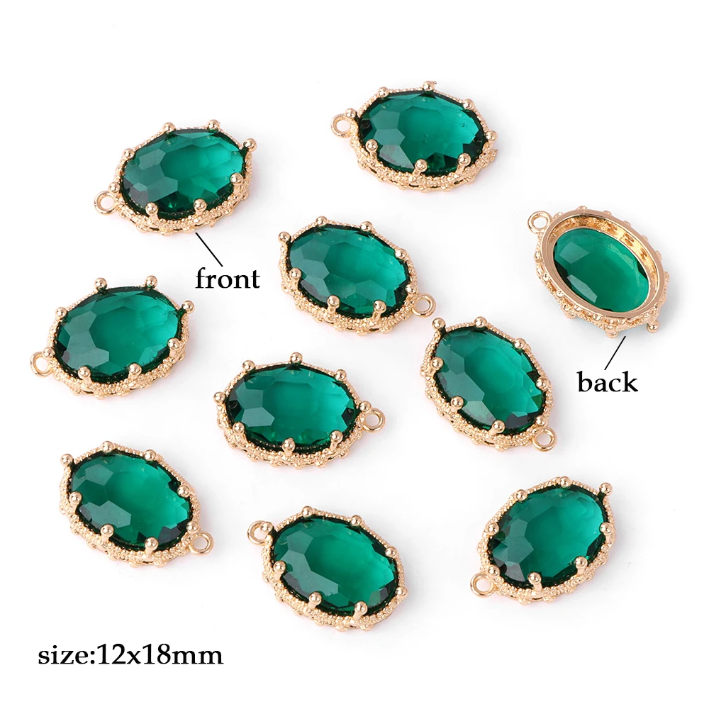 Fashoin Crystal Glass Pendant Oval Shape Rhinestone Charms for Vintage Women's Earrings Bracelet DIY Crafts Supply 5pcs