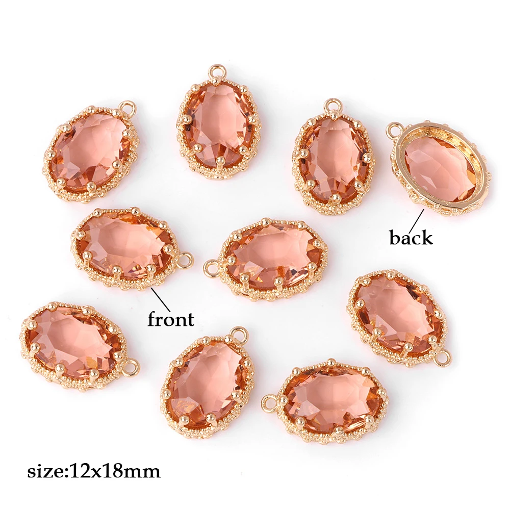 Fashoin Crystal Glass Pendant Oval Shape Rhinestone Charms for Vintage Women's Earrings Bracelet DIY Crafts Supply 5pcs