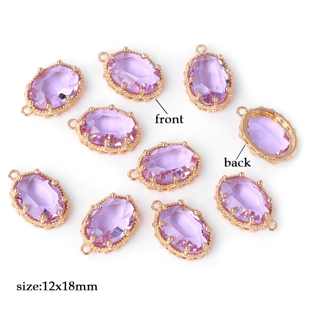 Fashoin Crystal Glass Pendant Oval Shape Rhinestone Charms for Vintage Women's Earrings Bracelet DIY Crafts Supply 5pcs