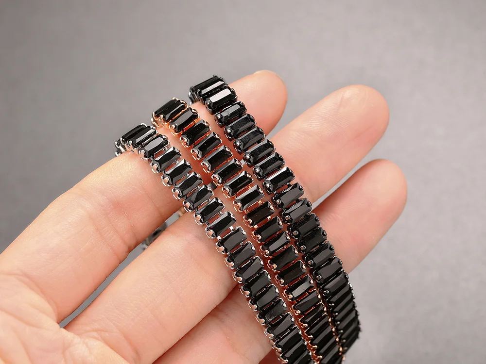 Black Crystal Tennis Bracelets for Women & Men Luxury Iced Out Cubic Zirconia Adjustable Bracelet On Hand Hippie Jewelry DZH051