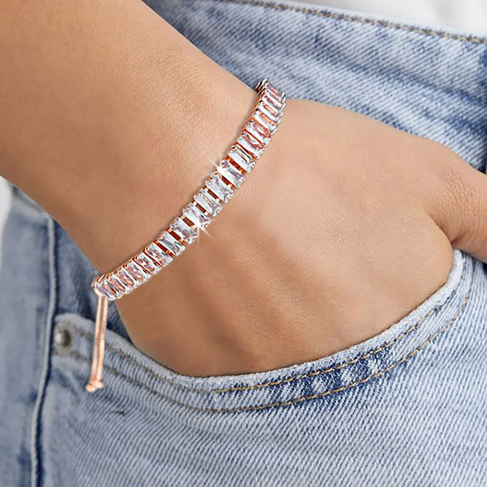 Black Crystal Tennis Bracelets for Women & Men Luxury Iced Out Cubic Zirconia Adjustable Bracelet On Hand Hippie Jewelry DZH051