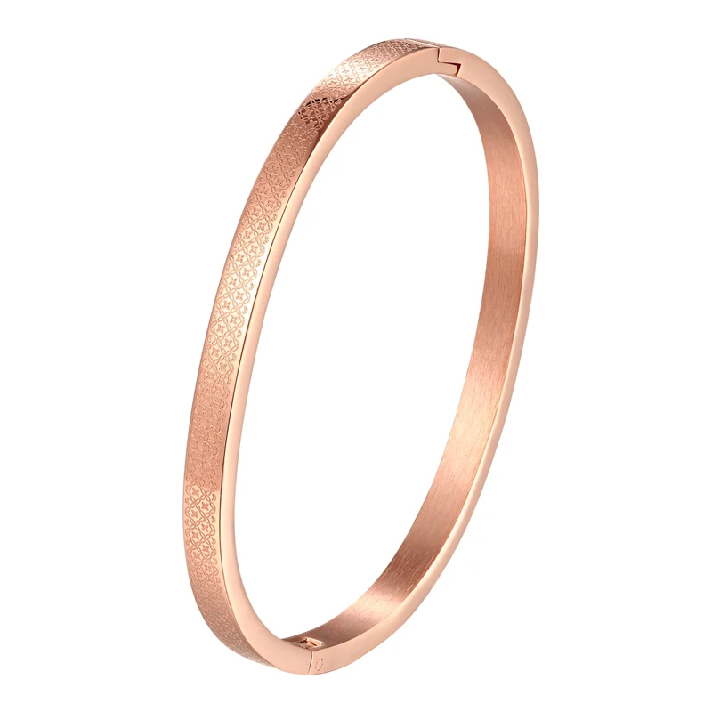 Diameter 5cm And 5.8cm Bangle For Women Kid Stainless Steel Small Flower Gold Color Bracelet Jewelry Low Price Wholesale