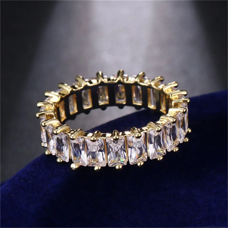 Ekopdee Luxury Band Zircon Rings For Women Eternity Promise CZ Crystal Finger Ring Engagement Wedding Jewelry Hot Sale Love Gift