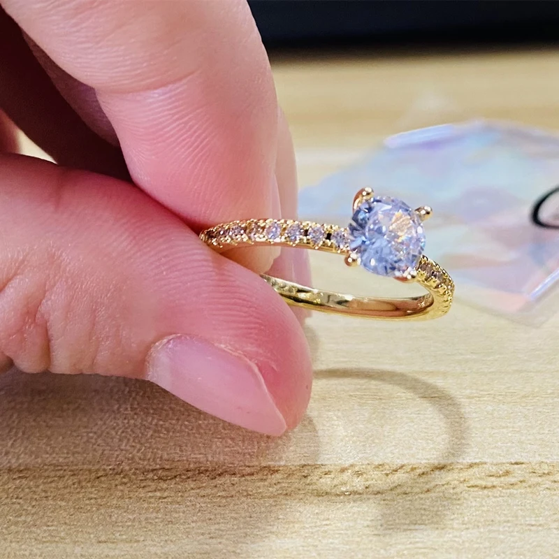 Ekopdee Luxury Band Zircon Rings For Women Eternity Promise CZ Crystal Finger Ring Engagement Wedding Jewelry Hot Sale Love Gift