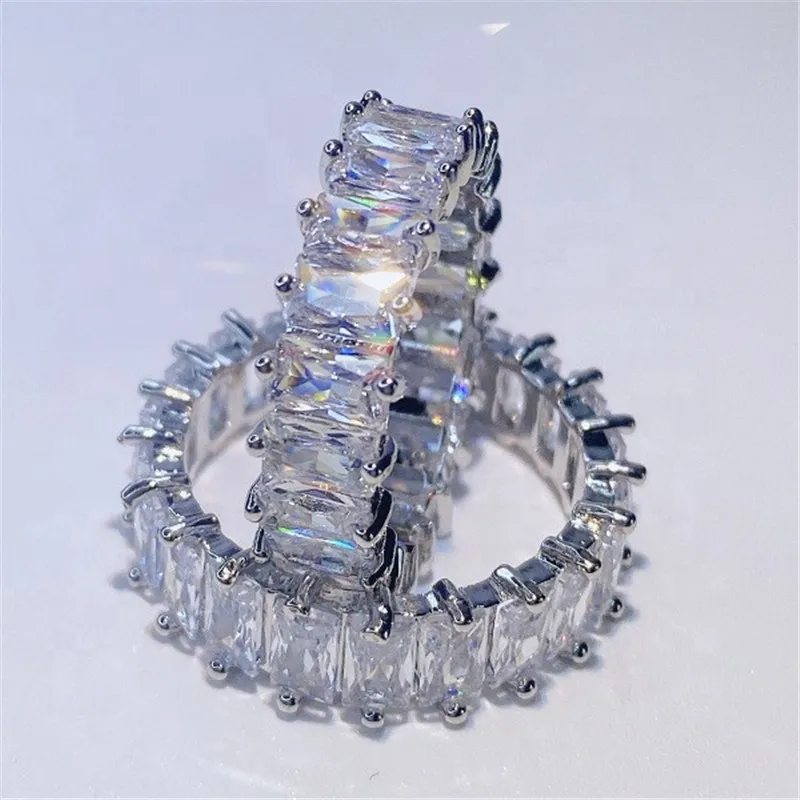 Ekopdee Luxury Band Zircon Rings For Women Eternity Promise CZ Crystal Finger Ring Engagement Wedding Jewelry Hot Sale Love Gift