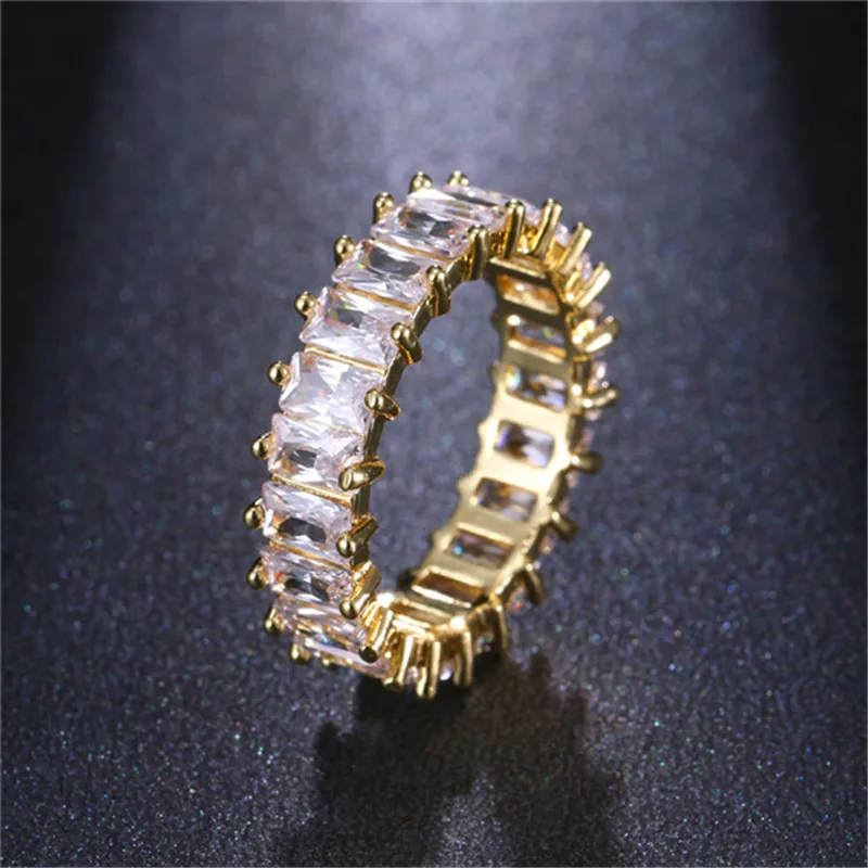 Ekopdee Luxury Band Zircon Rings For Women Eternity Promise CZ Crystal Finger Ring Engagement Wedding Jewelry Hot Sale Love Gift