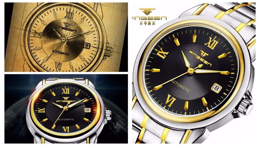 New Fashion Blue Light Automatic Mechanical Watches Business Men Luxury Watch Casual Calendar Wristwatches Male Gifts Watches