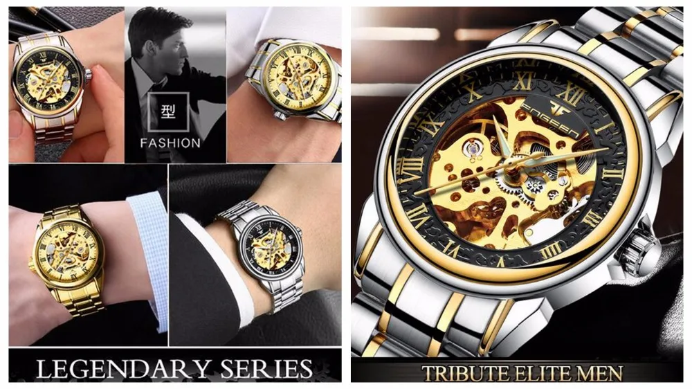 New Fashion Blue Light Automatic Mechanical Watches Business Men Luxury Watch Casual Calendar Wristwatches Male Gifts Watches