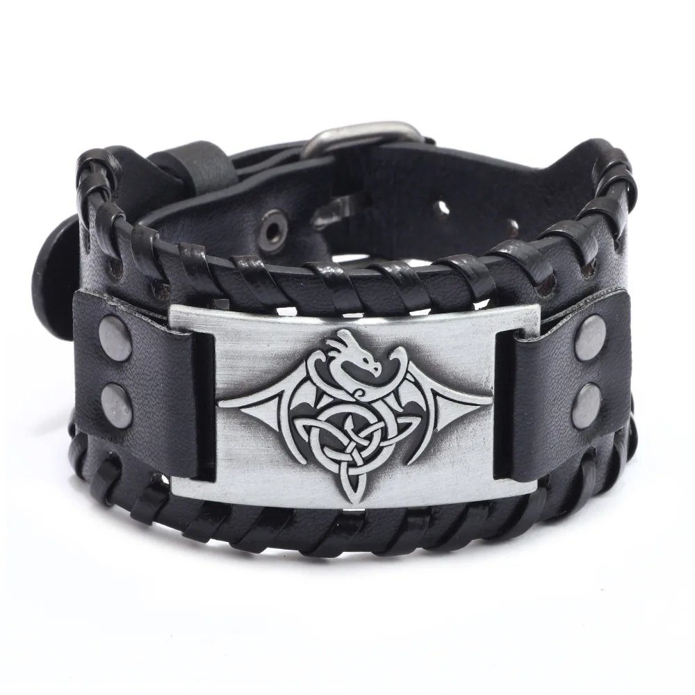 Trendy Viking Bracelet Nordic Rune Compass God Bird Charm Men's Bracelet New Fashion Leather Woven Jewelry Accessorie Party Gift