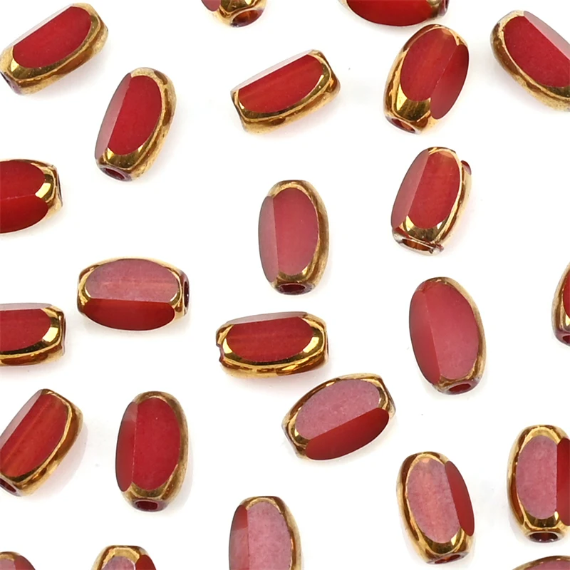 6mm Briolette Oval Glass Beads Plated Golden Color Crystal Loose Spacer Bead Diy Bracelet Necklace Beads Accessories