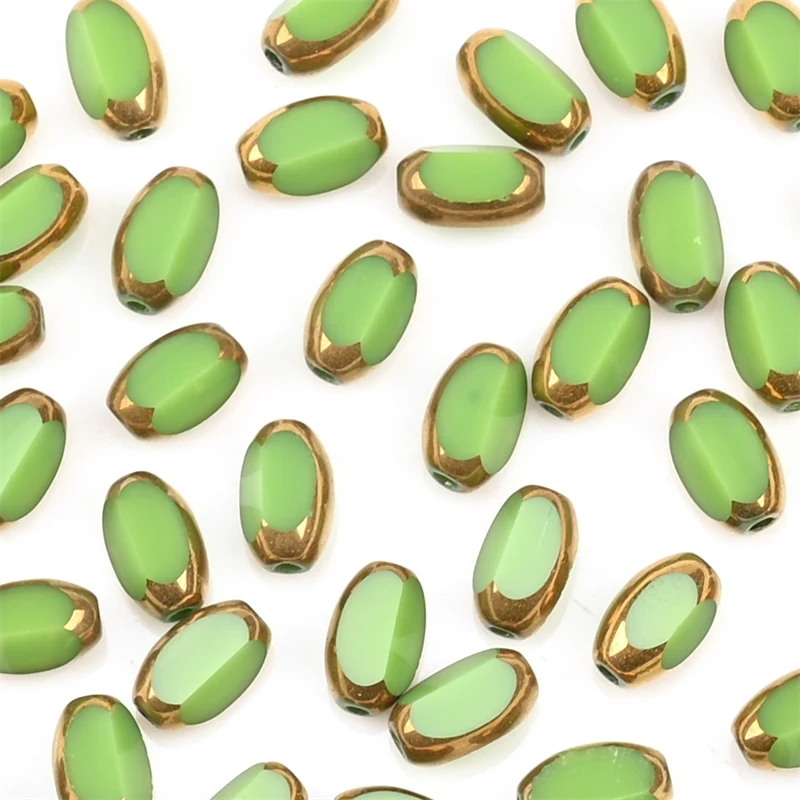 6mm Briolette Oval Glass Beads Plated Golden Color Crystal Loose Spacer Bead Diy Bracelet Necklace Beads Accessories