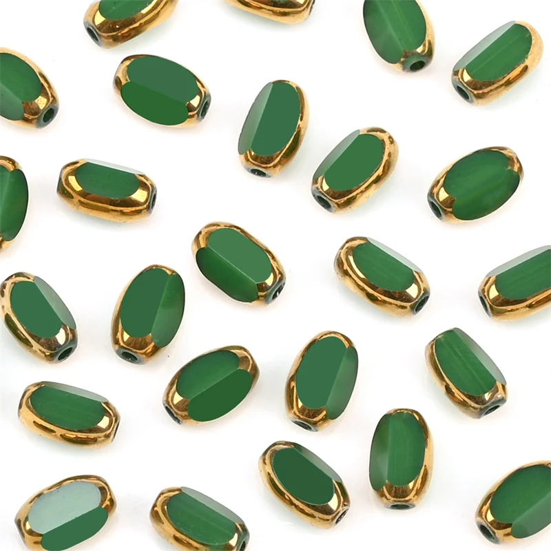 6mm Briolette Oval Glass Beads Plated Golden Color Crystal Loose Spacer Bead Diy Bracelet Necklace Beads Accessories