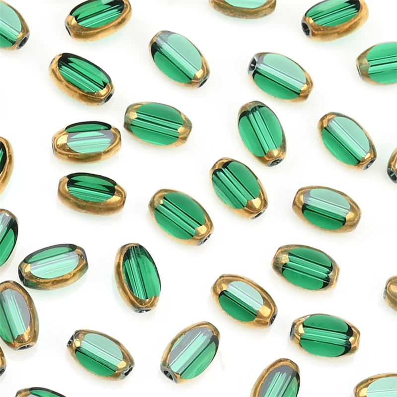 6mm Briolette Oval Glass Beads Plated Golden Color Crystal Loose Spacer Bead Diy Bracelet Necklace Beads Accessories