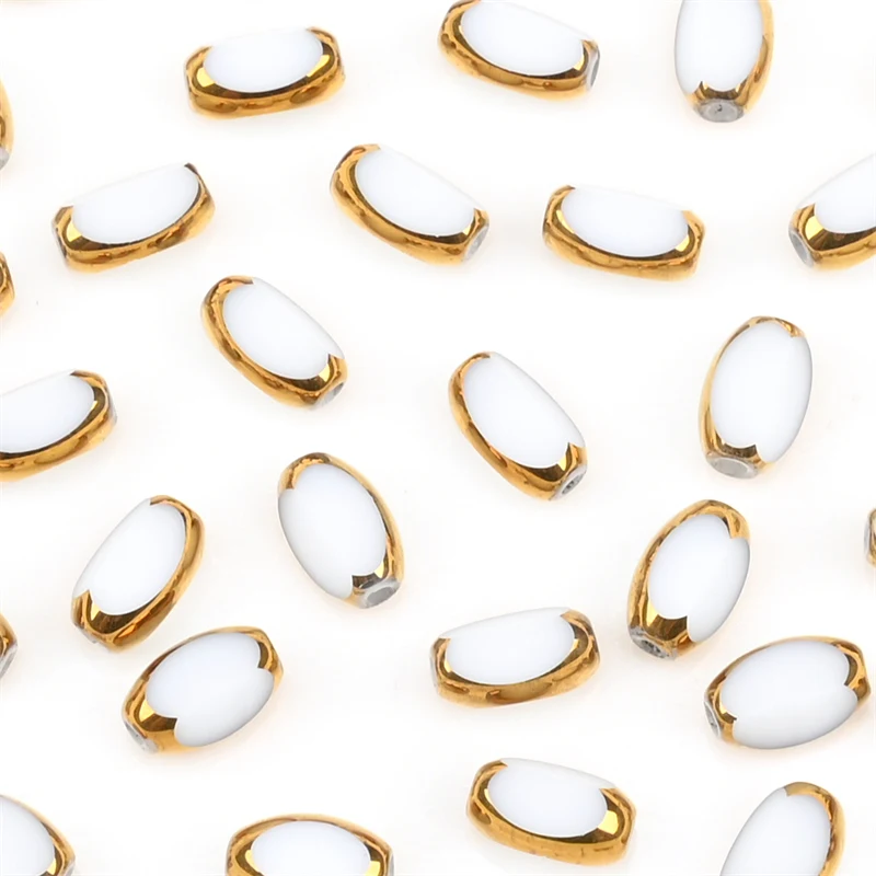 6mm Briolette Oval Glass Beads Plated Golden Color Crystal Loose Spacer Bead Diy Bracelet Necklace Beads Accessories
