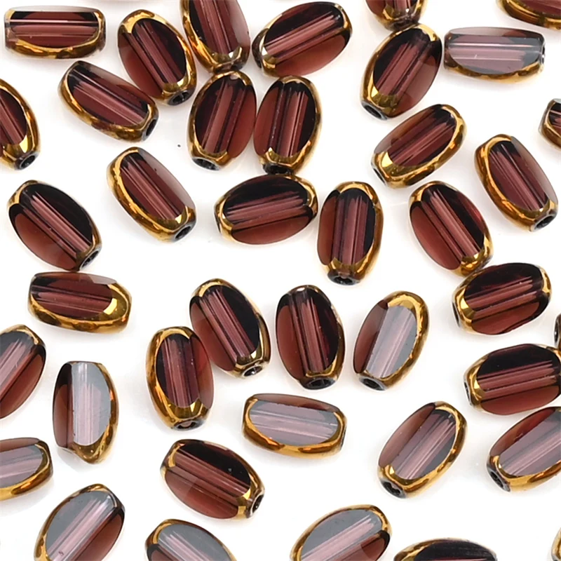 6mm Briolette Oval Glass Beads Plated Golden Color Crystal Loose Spacer Bead Diy Bracelet Necklace Beads Accessories