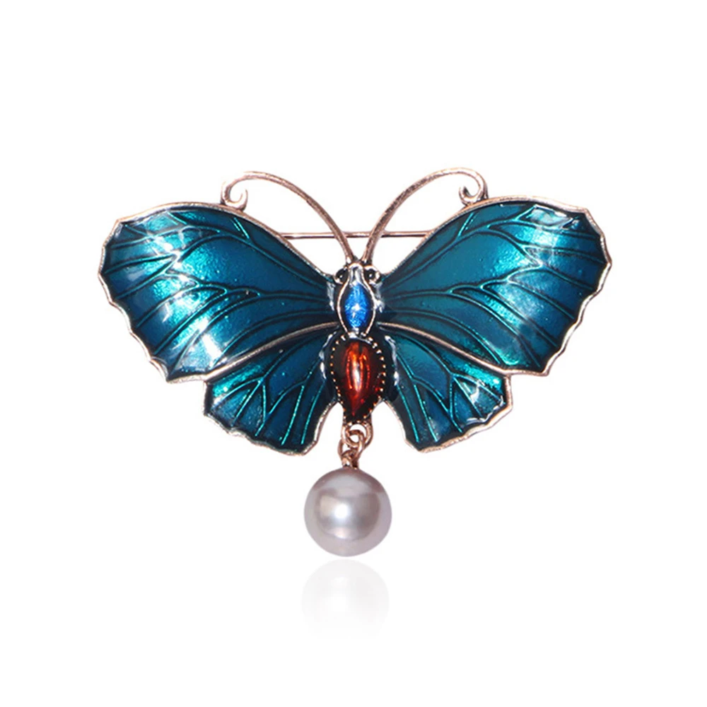 Fashion Pearl and Rhinestone Brooches for Women Baroque Trendy Butterfly Pins Clothes Accessories Wedding Gifts