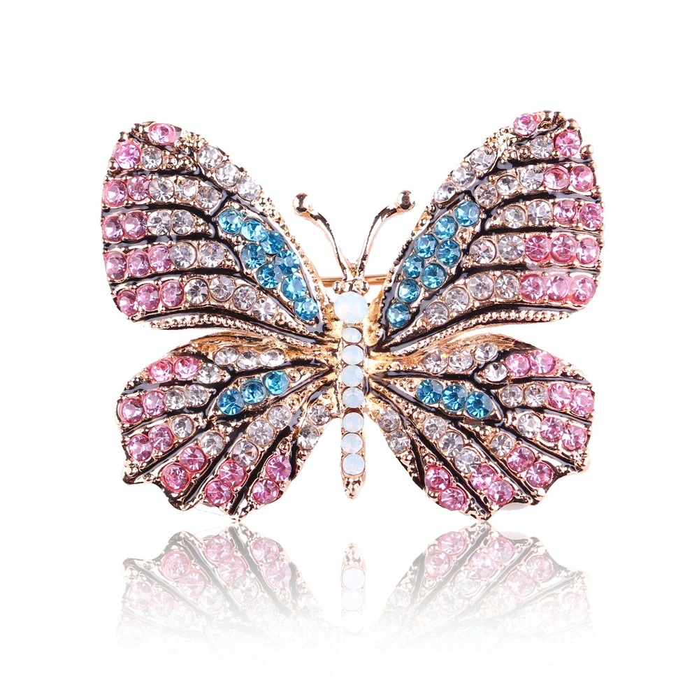 Fashion Pearl and Rhinestone Brooches for Women Baroque Trendy Butterfly Pins Clothes Accessories Wedding Gifts