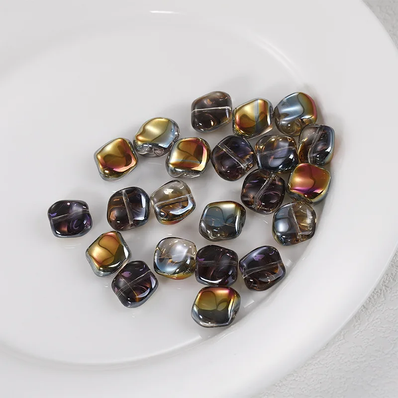 20PCS 11mm Corrugated AB Shiny Glass Beads For DIY Bracelet Accessory Earrings Jewelry Making Supplies Irregular Crystal Beads