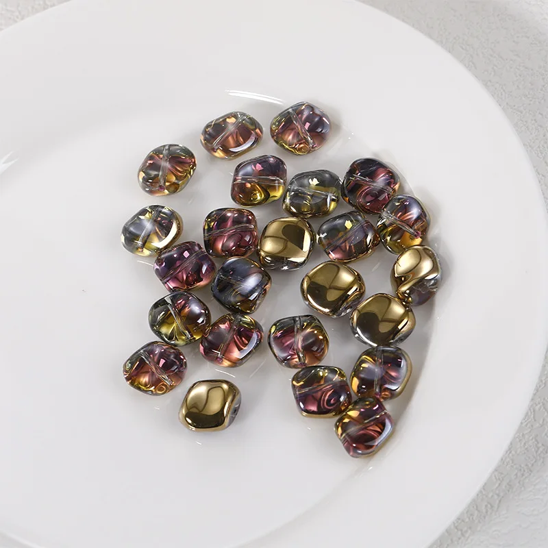 20PCS 11mm Corrugated AB Shiny Glass Beads For DIY Bracelet Accessory Earrings Jewelry Making Supplies Irregular Crystal Beads