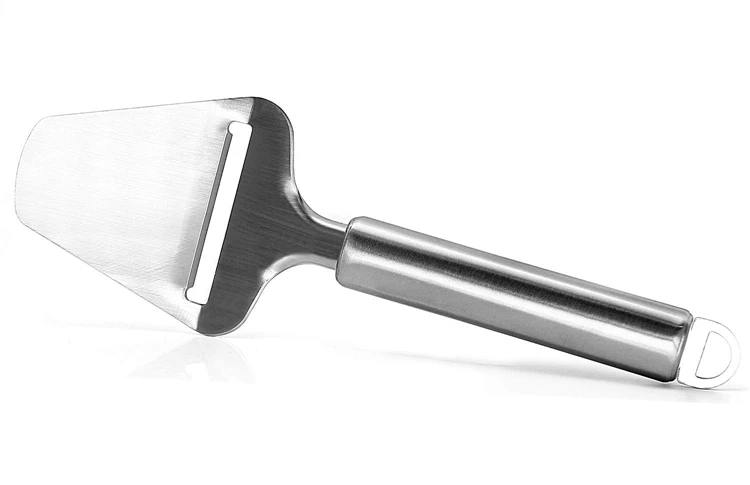 LMETJMA Stainless Steel Cheese Slicer Heavy Duty Plane Cheese Cutter Non-Stick Cheese Slicer Knife Server KC0331