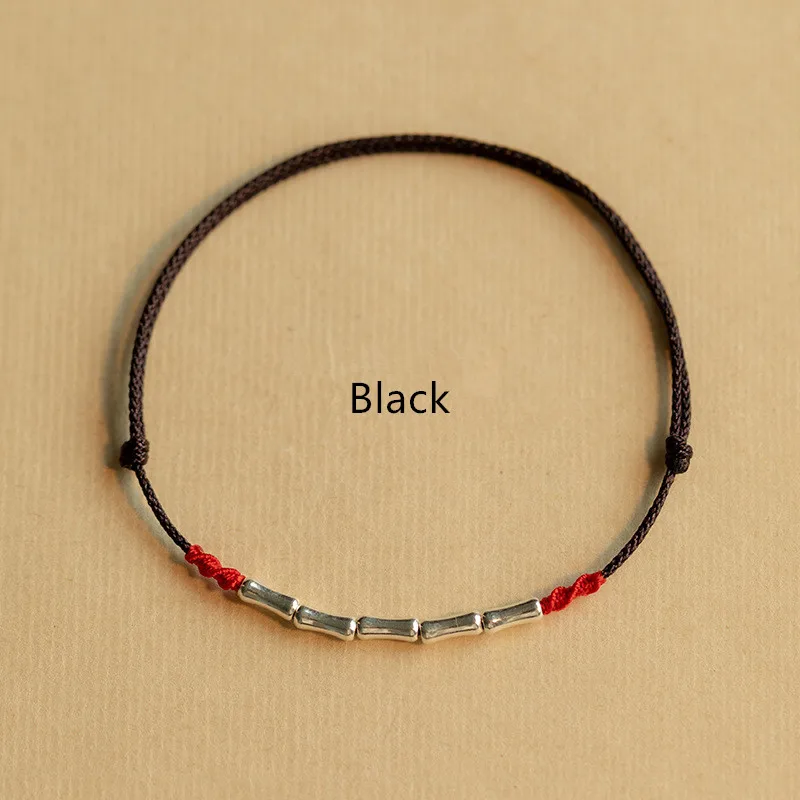 Handmade Silver Color Bracelet Lucky Bamboo Bangle Women Men Lovers' Best Friends Lucky Bracelet Anklet Size Adjust Drop Shippin