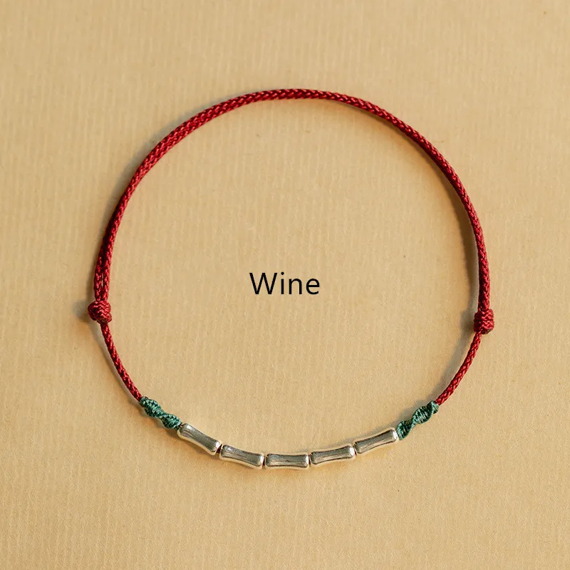 Handmade Silver Color Bracelet Lucky Bamboo Bangle Women Men Lovers' Best Friends Lucky Bracelet Anklet Size Adjust Drop Shippin
