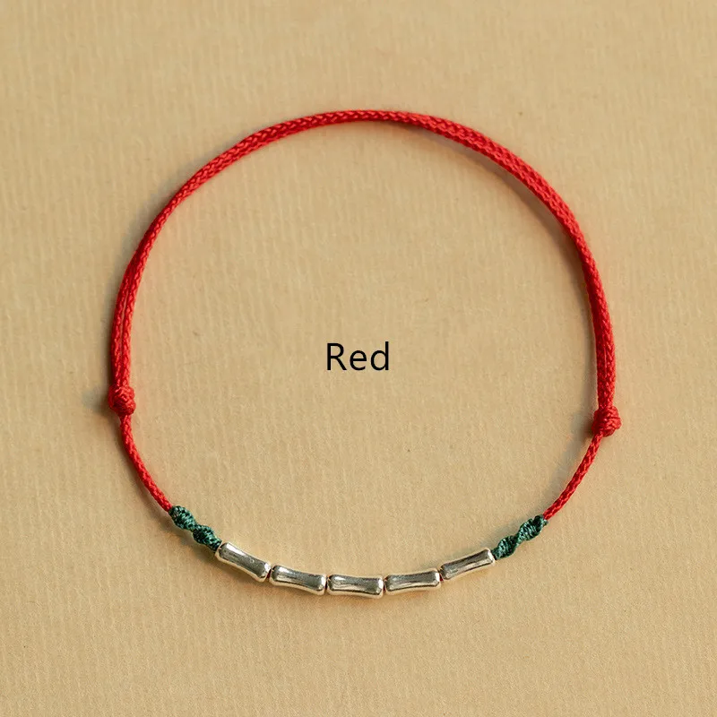 Handmade Silver Color Bracelet Lucky Bamboo Bangle Women Men Lovers' Best Friends Lucky Bracelet Anklet Size Adjust Drop Shippin