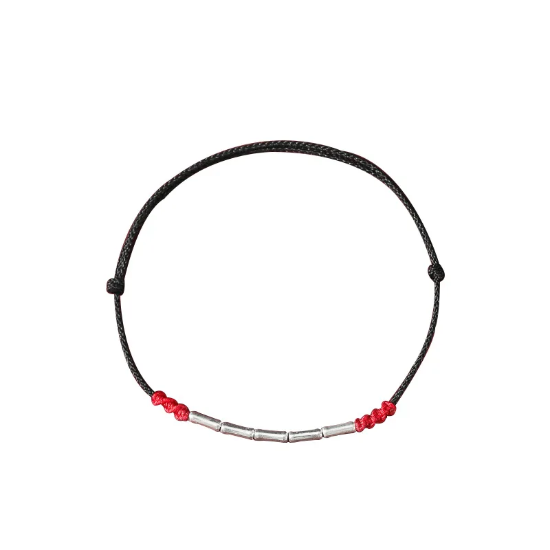 Handmade Silver Color Bracelet Lucky Bamboo Bangle Women Men Lovers' Best Friends Lucky Bracelet Anklet Size Adjust Drop Shippin