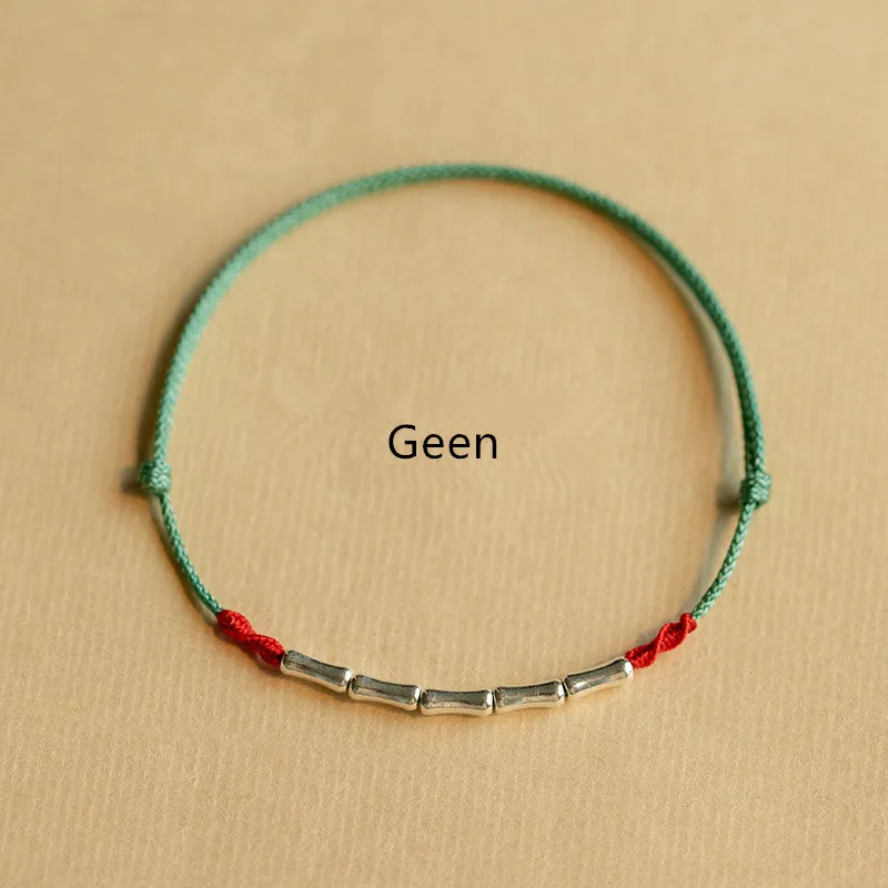 Handmade Silver Color Bracelet Lucky Bamboo Bangle Women Men Lovers' Best Friends Lucky Bracelet Anklet Size Adjust Drop Shippin