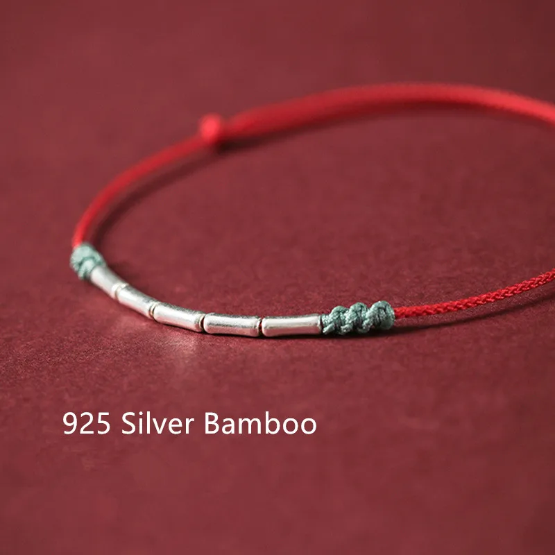 Handmade Silver Color Bracelet Lucky Bamboo Bangle Women Men Lovers' Best Friends Lucky Bracelet Anklet Size Adjust Drop Shippin