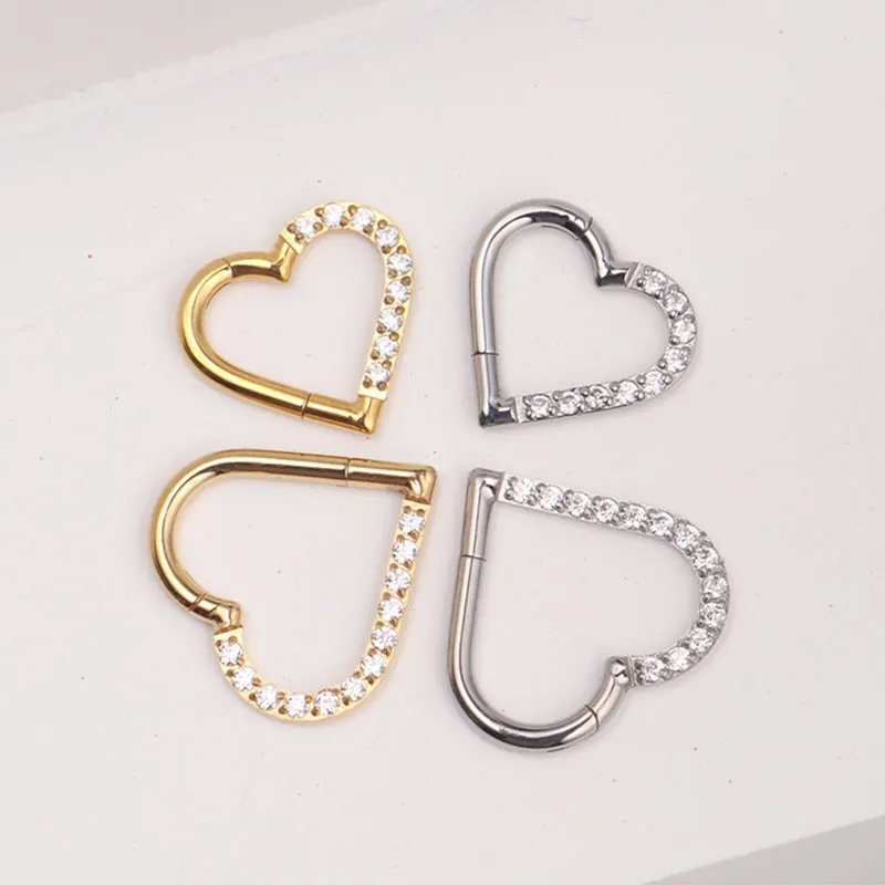 Heart Daith Pierced Nose Ring ASTM F136 Implantation Grade Diaphragm 16G Clicker Tragus Leather Earring Body Jewelry Wholesale