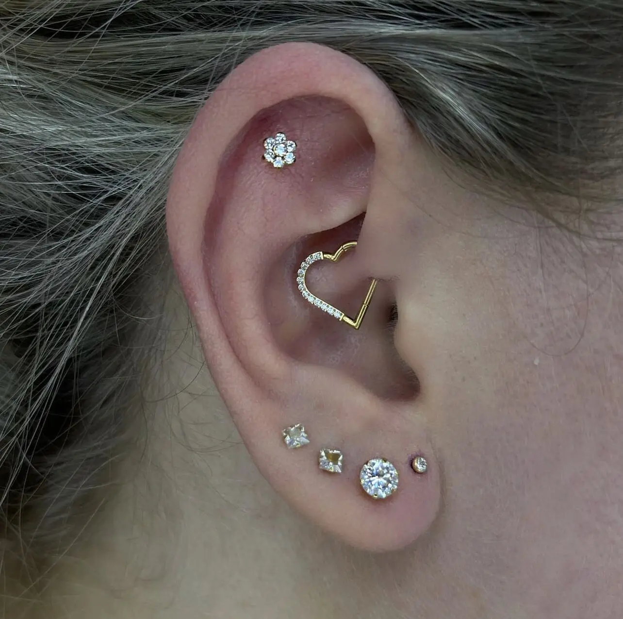 Heart Daith Pierced Nose Ring ASTM F136 Implantation Grade Diaphragm 16G Clicker Tragus Leather Earring Body Jewelry Wholesale