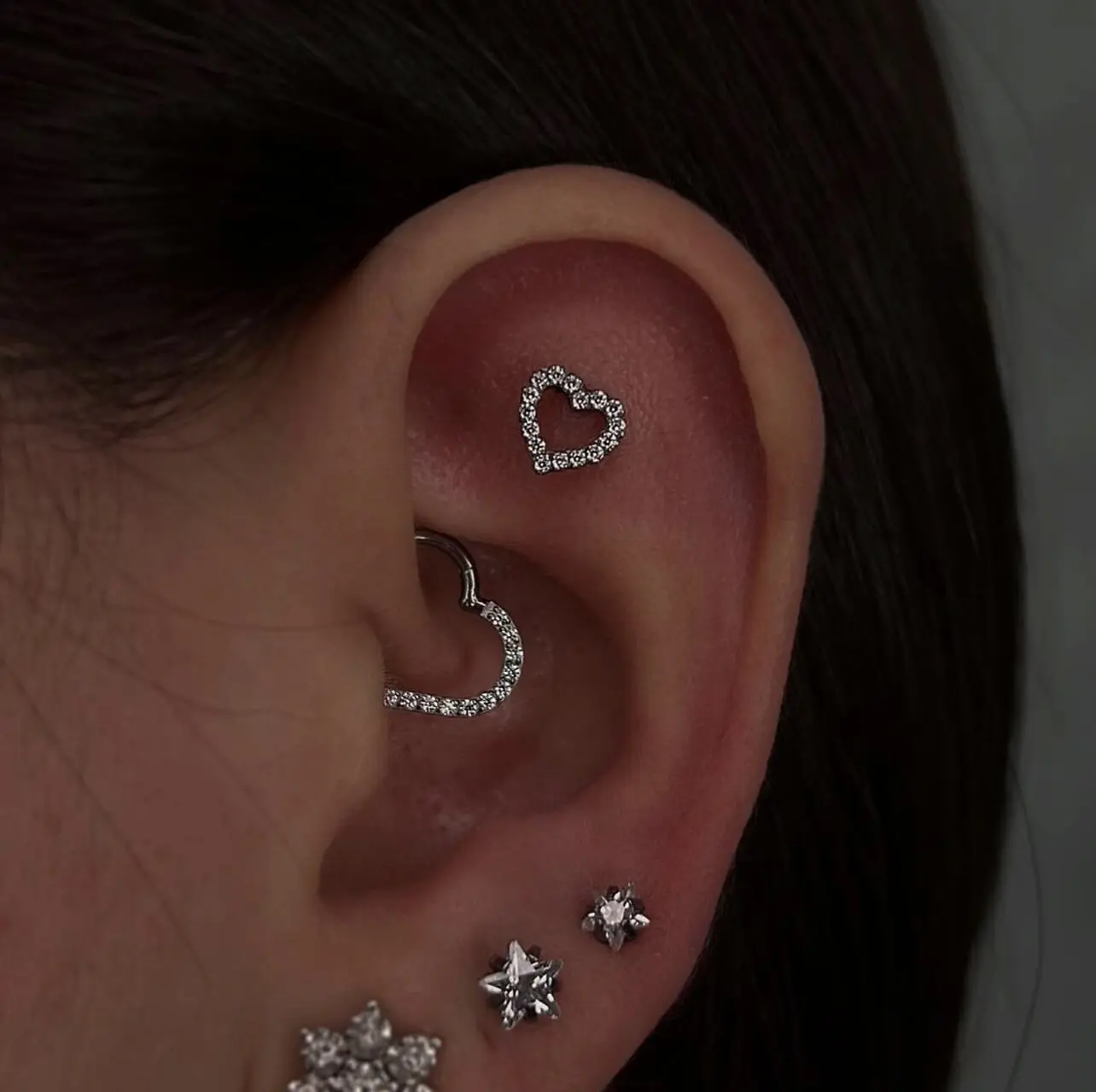 Heart Daith Pierced Nose Ring ASTM F136 Implantation Grade Diaphragm 16G Clicker Tragus Leather Earring Body Jewelry Wholesale