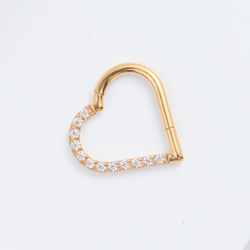 Heart Daith Pierced Nose Ring ASTM F136 Implantation Grade Diaphragm 16G Clicker Tragus Leather Earring Body Jewelry Wholesale