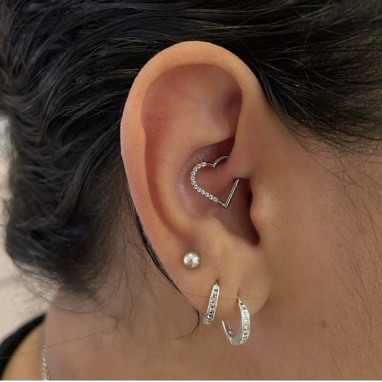 Heart Daith Pierced Nose Ring ASTM F136 Implantation Grade Diaphragm 16G Clicker Tragus Leather Earring Body Jewelry Wholesale