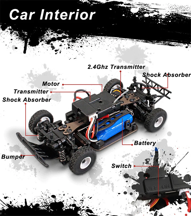 Wltoys RC 1/28 30Km/H 284131 K989 With Upgrade LCD Remote Control High Speed Racing Mosquito 2.4GHz Off-Road RTR Rally Drift Car