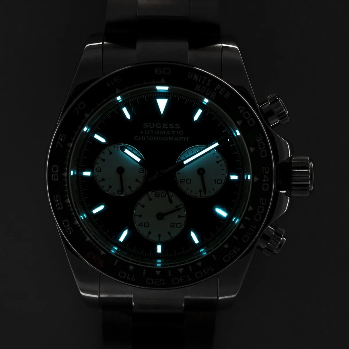 Sugess Diving Mens Watch Panda Automatic Mechanical Chronograph Peacock SL4801 Movement Wristwatch Waterproof Ceramic Bezel New