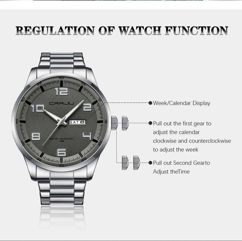 CRRJU Business Men Luxury Watches Stainless Steel Quartz Auto Date Clock with Luminous Hands Relogio Masculino