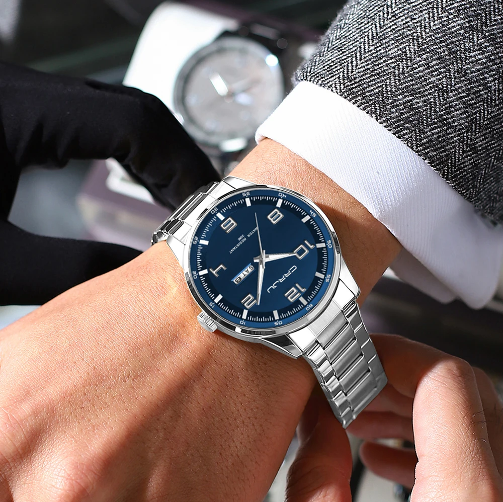 CRRJU Business Men Luxury Watches Stainless Steel Quartz Auto Date Clock with Luminous Hands Relogio Masculino