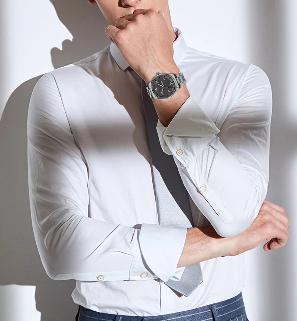 CRRJU Business Men Luxury Watches Stainless Steel Quartz Auto Date Clock with Luminous Hands Relogio Masculino
