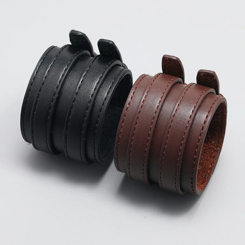 Fashion male Genuine Leather bracelet Friendship Big Wide Bracelet for Men high quality Buckle adjustable Vintage Punk Jewelry